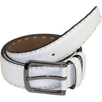 Men Genuine Leather Belt PIERO ROSSI Turkey Soft Grain Hand Stitch 301 White - J.Valintin Men's Wear Legend - 97359