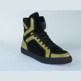 Men High Top Shoes By FIESSO AURELIO GARCIA ,Fancy Rhine stones 2402 Black Gold - J.Valintin Men's Wear Legend - 95011