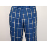 Men INSERCH premium Soft Cool Linen 2pc Walking Leisure suit 7098 Blue Plaid - J.Valintin Men's Wear Legend - 100696