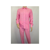 Men INSERCH premium Soft Linen Breathable 2pc Walking Leisure suit LS29116 Pink - J.Valintin Men's Wear Legend - 100689