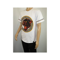 Men LAVERITA European Fashion Crew Shirt Short Sleeve Lion Medallion 94453 White - J.Valintin Men's Wear Legend - 99921