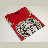 Men LAVERITA European Fashion Shirt Short Sleeves Medusa Floral Design 93361 Red - J.Valintin Men's Wear Legend - 99939