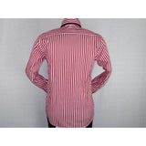 Men Makrom Shirt Cotton Blend wrinkle less Double collar Stripe 6493 red white - J.Valintin Men's Wear Legend - 74193