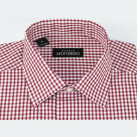 Men Mondego 100% Cotton Dress Sport Classic Business shirt A9100 Red checker box - J.Valintin Men's Wear Legend - 4408