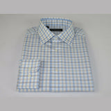 Men Mondego 100% Cotton Dress Sport Classic Business shirt sn100 blue checker - J.Valintin Men's Wear Legend - 4392