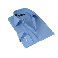 Men Mondego 100% Cotton Dress Sport shirt Regular Modern fit sn6100 Blue Stripe - J.Valintin Men's Wear Legend - 4459