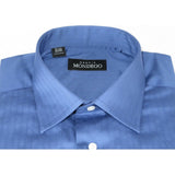 Men Mondego 100% Soft Cotton Dress Business shirt B300 French Blue Herringbone - J.Valintin Men's Wear Legend - 4109