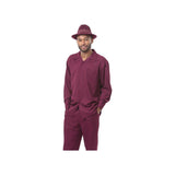 Men MONTIQUE 2pc Set Walking Leisure suit Long Sleeve Set 1641 Burgundy New - J.Valintin Men's Wear Legend - 80210