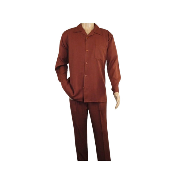 Men MONTIQUE 2pc Set Walking Leisure suit Long Sleeve Set 1641 Cognac Brown - J.Valintin Men's Wear Legend - 80211