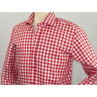 Men Oscar Banks All Cotton Shirt English Spread Collar Plaid Checker 5949 Red - J.Valintin Men's Wear Legend - 74234