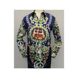 Men Oscar Banks Turkey Shirt Satin Entertainer Performer 6335 - 04 navy Floral - J.Valintin Men's Wear Legend - 72358