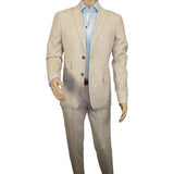 Men Premium 100% Linen Cocktail Suit by INSERCH Breathable and cool SU880 Tan - J.Valintin Men's Wear Legend - 100647