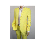 Men Premium 100% Linen Cocktail Suit by INSERCH Breathable and cool SU880 Yellow - J.Valintin Men's Wear Legend - 100654