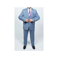 Men RALPH LAUREN Suit Wool Blend Two Button Shark Texture Formal 0278 Sky Blue - J.Valintin Men's Wear Legend - 18213