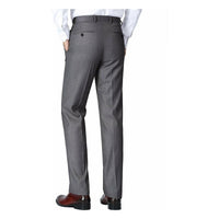 Men Renoir Flat Front Pants 100% Wool Super 140's Classic Fit 508 - 3 Mid gray - J.Valintin Men's Wear Legend - 74341