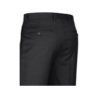 Men Renoir Flat Front Slacks 100% Soft Wool Super 140's Classic Fit 508 - 1 Black - J.Valintin Men's Wear Legend - 73898