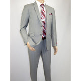 Men RENOIR suit Solid Two Button Business or Formal Slim Fit 202 - 2 Light gray - J.Valintin Men's Wear Legend - 202 - 2 - Lt Gray - 36S