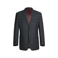 Men Renoir Suit Super 140 Wool Side Vent Classic Fit English Plaid 559 - 2 Gray - J.Valintin Men's Wear Legend - 19036