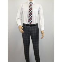 Men RENOIR Suit Two Button Business Formal Slim Fit 294 - 15 Gray English Plaid - J.Valintin Men's Wear Legend - 97670