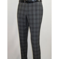 Men RENOIR Suit Two Button Business Formal Slim Fit 294 - 15 Gray English Plaid - J.Valintin Men's Wear Legend - 97670