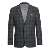 Men RENOIR Suit Two Button Business Formal Slim Fit 294 - 15 Gray English Plaid - J.Valintin Men's Wear Legend - 97670