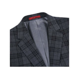 Men RENOIR Suit Two Button Business Formal Slim Fit 294 - 15 Gray English Plaid - J.Valintin Men's Wear Legend - 97670