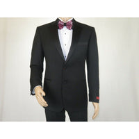 Men Renoir Tuxedo Two Button Notch Formal Satin Lapel Classic Fit 201 - 1 Black - J.Valintin Men's Wear Legend - 21662