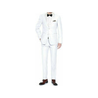 Men Renoir Tuxedo Two Button Notch Formal with Satin Lapel trims 201 - 6 White - J.Valintin Men's Wear Legend - 21682