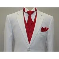 Men Renoir Tuxedo Two Button Notch Formal with Satin Lapel trims 201 - 6 White - J.Valintin Men's Wear Legend - 21682