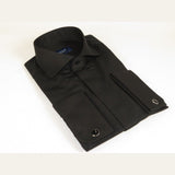 Men Sateen Cotton Blend Shirt Manschett Quesste Turkey Slim Fit 4130 - 03 Black - J.Valintin Men's Wear Legend - 96950