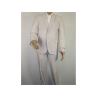 Men Seersucker Suit By Adolfo Stripe Casual Dressy Summer Suit 2 Button C624 Tan - J.Valintin Men's Wear Legend - 108766