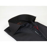 Men Shirt AXXESS Turkey Egyptian Cotton High Collar French Cuffs 224 - 05 Black - J.Valintin Men's Wear Legend - 99293