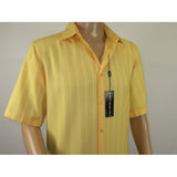 Men Short Sleeve Sport Shirt BASSIRI Light Weight Soft Microfiber 48201 Yellow - J.Valintin Men's Wear Legend - 99221