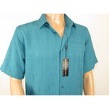 Men Short Sleeve Sport Shirt by BASSIRI Light Weight Soft Microfiber 60081 Teal - J.Valintin Men's Wear Legend - 99173