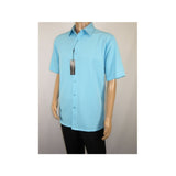 Men Short Sleeve Sport Shirt by BASSIRI Light Weight Soft Microfiber 61981 Teal - J.Valintin Men's Wear Legend - 99185