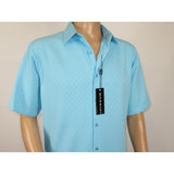 Men Short Sleeve Sport Shirt by BASSIRI Light Weight Soft Microfiber 61981 Teal - J.Valintin Men's Wear Legend - 99185