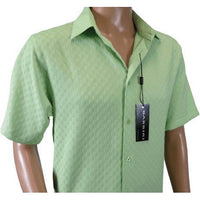 Men Short Sleeve Sport Shirt by BASSIRI Light Weight Soft Microfiber 61991 Green - J.Valintin Men's Wear Legend - 99179