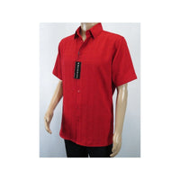 Men Short Sleeves Sports Shirt by BASSIRI Light Weight Soft Microfiber 60021 Red - J.Valintin Men's Wear Legend - 99161