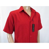 Men Short Sleeves Sports Shirt by BASSIRI Light Weight Soft Microfiber 60021 Red - J.Valintin Men's Wear Legend - 99161