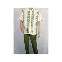 Men Silversilk 2pc walking leisure Matching Suit Italian woven knits 51011 Green - J.Valintin Men's Wear Legend - 100081