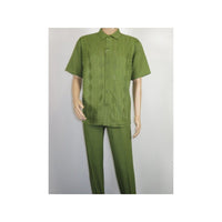 Men Silversilk 2pc walking leisure Matching Suit Italian woven knits 51016 Green - J.Valintin Men's Wear Legend - 100105