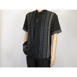 Men Silversilk 2pc walking leisure Matching Suit Italian woven knits 51017 Black - J.Valintin Men's Wear Legend - 100111