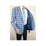 Men Sport Coat by Berlusconi Turkey Italian Wool Super 180's #671 - 07 Blue Plaid - J.Valintin Men's Wear Legend - 98958