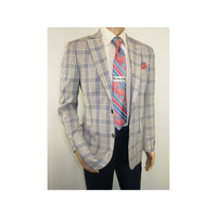 Men Sport Coat by Berlusconi Turkey Italian Wool Super 180's #671 - 13 Gray Blue - J.Valintin Men's Wear Legend - 98945