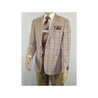 Men Sport Coat by Berlusconi Turkey Italian Wool Super 180's #671 - 15 Tan Burg - J.Valintin Men's Wear Legend - 98952