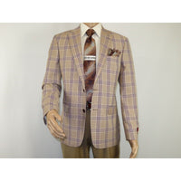 Men Sport Coat by Berlusconi Turkey Italian Wool Super 180's #671 - 15 Tan Burg - J.Valintin Men's Wear Legend - 98952