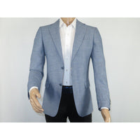 Men Sport Coat by Berlusconi Turkey Soft European Plaid #AT77 03 Blue Linen - J.Valintin Men's Wear Legend - 98933