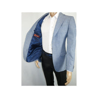 Men Sport Coat by Berlusconi Turkey Soft European Plaid #AT77 03 Blue Linen - J.Valintin Men's Wear Legend - 98933