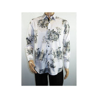 Men Sports Shirt by DE - NIKO Long Sleeves Fashion Print Soft Modal 2007020 White - J.Valintin Men's Wear Legend - 99413