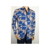 Men Sports Shirt by DE - NIKO Long Sleeves Fashion Print Soft Modal DSA125 Navy - J.Valintin Men's Wear Legend - 99383